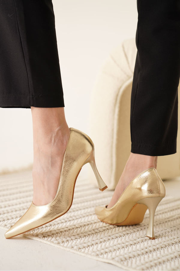 Scarpax Blade Altın Rugan Kadın Stiletto