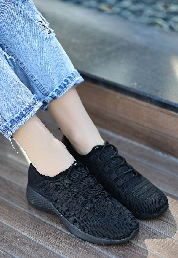 Scarpax Wina Siyah Triko Spor Ayakkabı