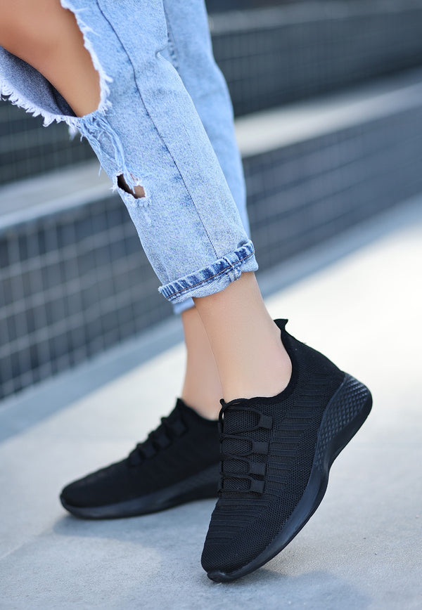 Scarpax Wina Siyah Triko Spor Ayakkabı