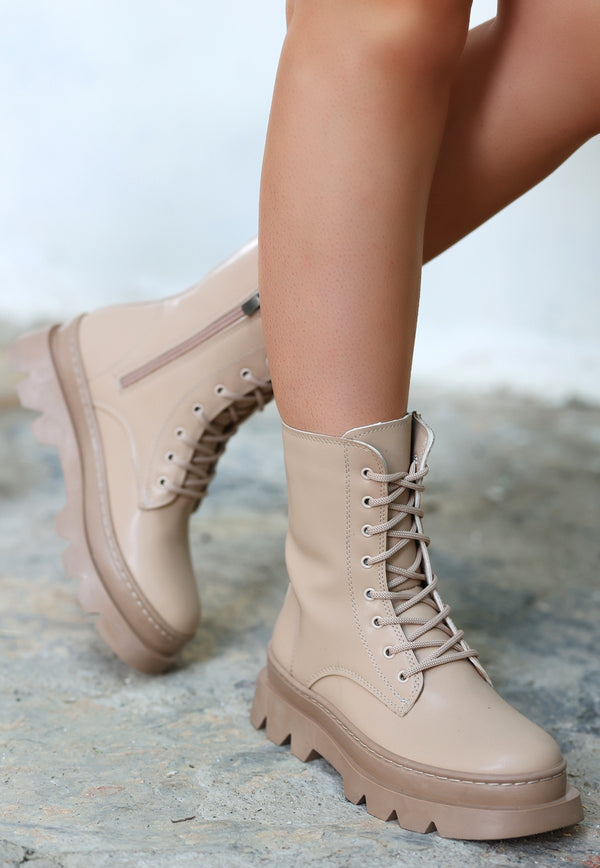 Scarpax Orge Nude Cilt Bağcıklı Bot