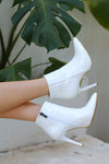 Scarpax Blan Beyaz Rugan Topuklu Bot