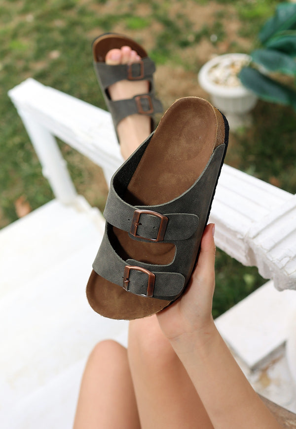 Scarpax Rıno Haki Yeşil Nubuk Terlik