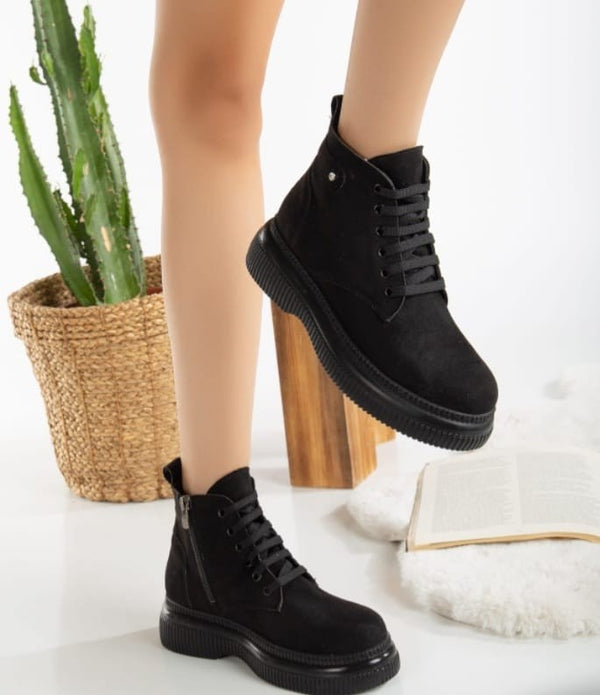 Scarpax Jiwa Siyah Süet Bağcıklı Bot