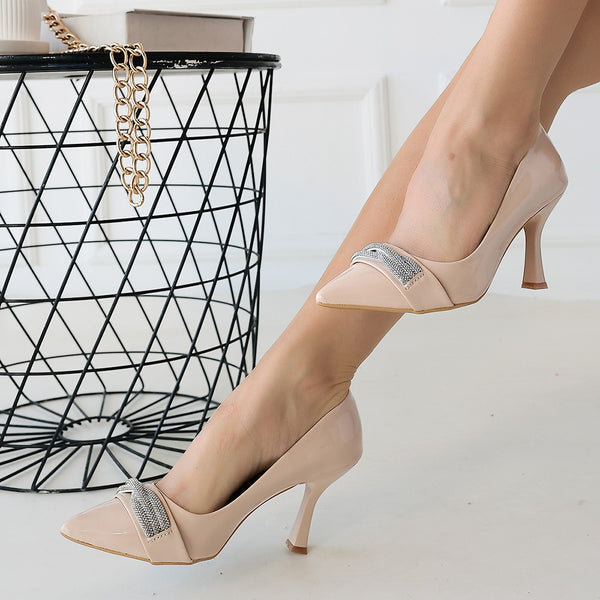 Scarpax Jexi Bej Rugan Topuklu Ayakkabı