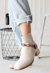 Scarpax Roxani Bej Cilt Topuklu Bot