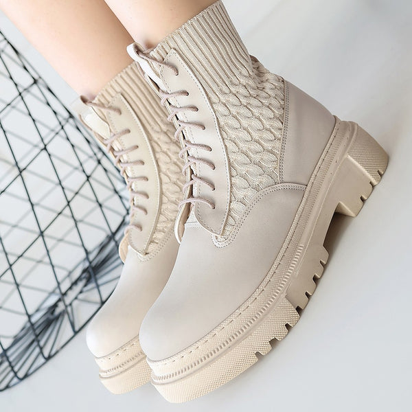 Scarpax Utag Bej Cilt Bağcıklı Bot