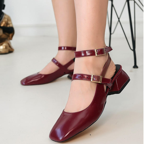 Scarpax Karmi Mürdüm Cilt Topuklu Ayakkabı