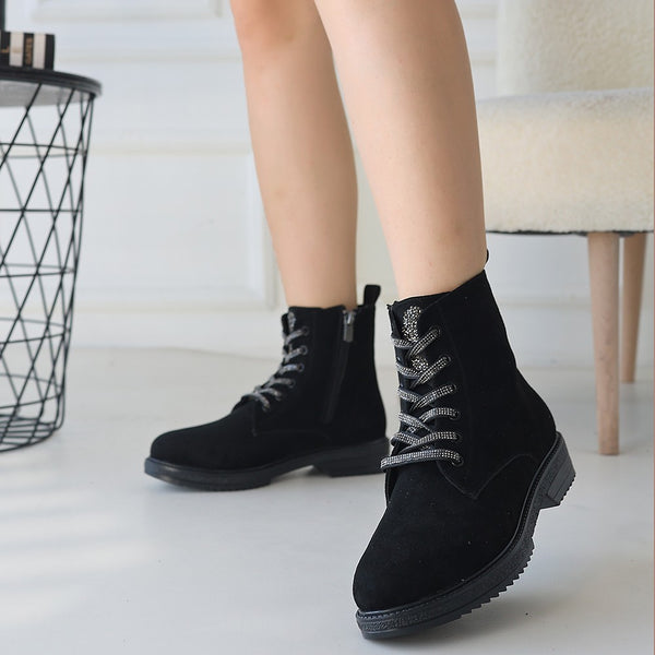 Scarpax Kolly Siyah Süet Bağcıklı Bot