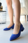 Scarpax Desniy Mavi Cilt Topuklu Ayakkabı