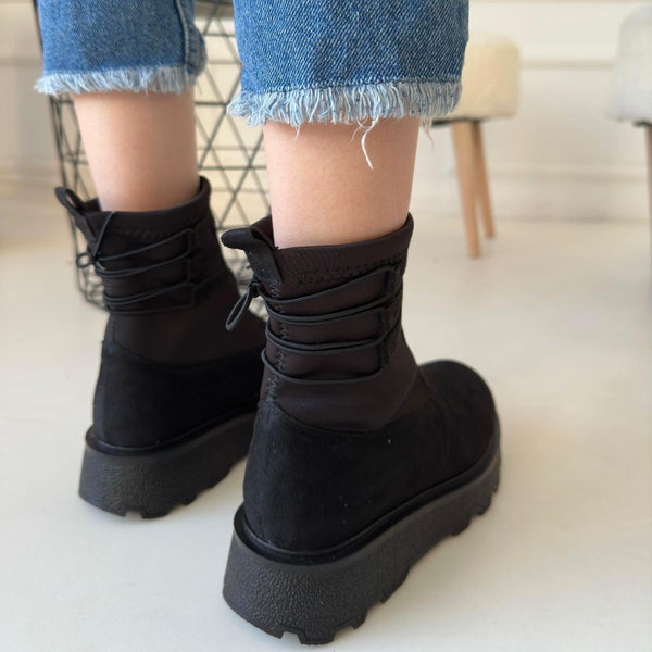 Scarpax Jety Siyah Süet Bilekten Bağcıklı Bot