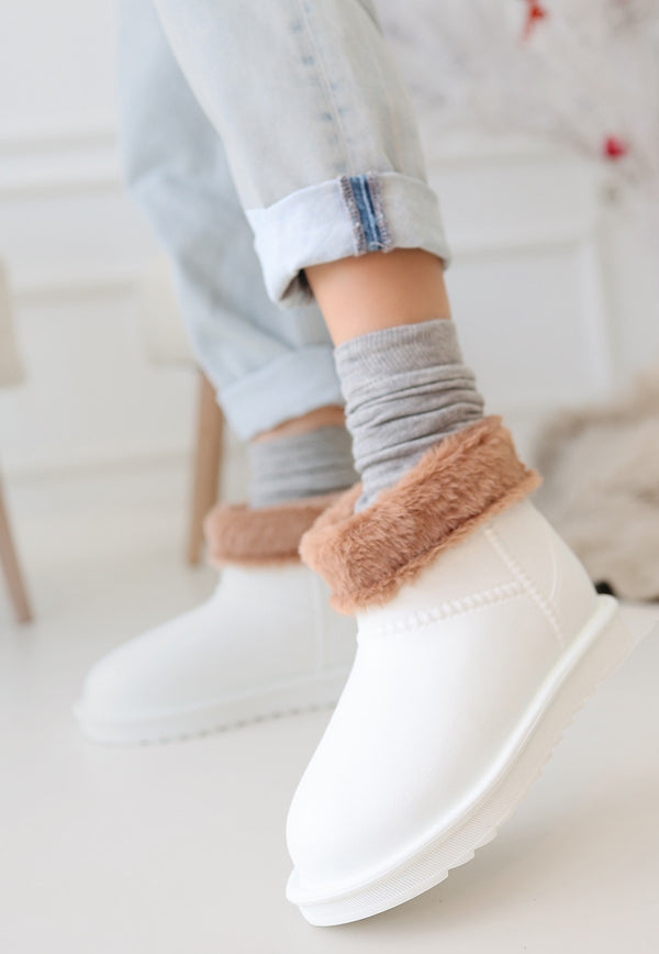 Scarpax Mordi Beyaz Oval Burunlu Su Geçirmez İçi KürklüBot