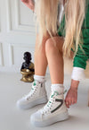 Scarpax Joila Beyaz Cilt Yeşil Detaylı Bot