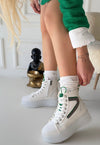 Scarpax Joila Beyaz Cilt Yeşil Detaylı Bot