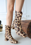 Scarpax Birta Leopar Cilt Streç Topuklu Bot