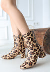 Scarpax Birta Leopar Cilt Streç Topuklu Bot