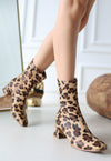 Scarpax Birta Leopar Cilt Streç Topuklu Bot