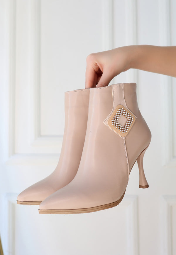 Scarpax Moose Nude Cilt Topuklu Bot