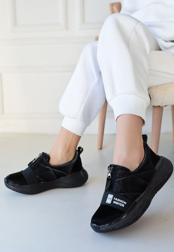 Scarpax Nikeo Siyah Paraşüt Siyah Tabanlı Spor Ayakkabı