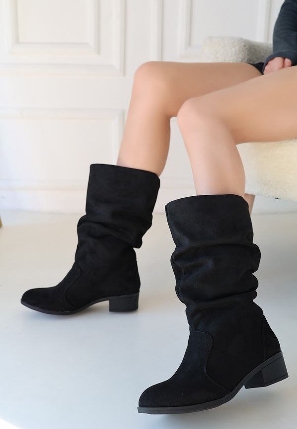 Scarpax Jolin Siyah Süet Topuklu Çizme