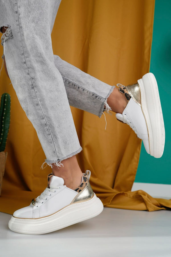 Scarpax Jista Beyaz Cilt Bağcıklı Spor Ayakkabı