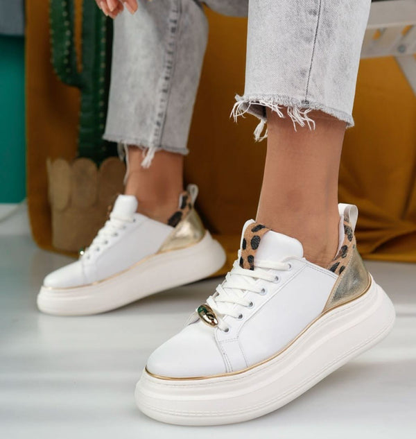 Scarpax Jista Beyaz Cilt Bağcıklı Spor Ayakkabı