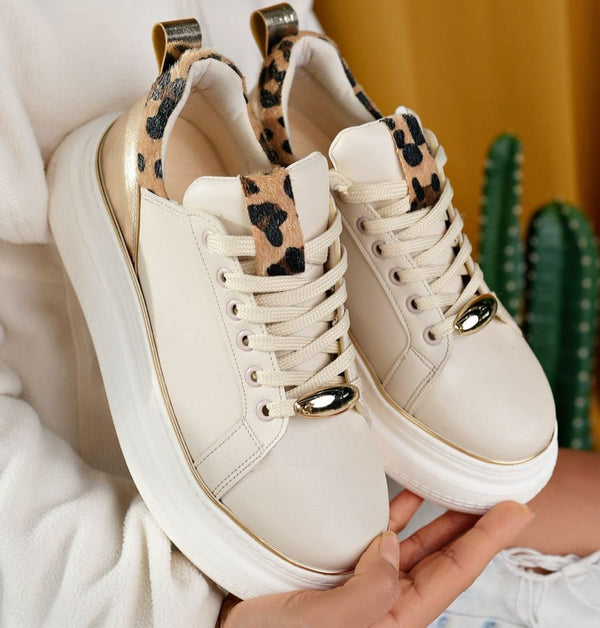 Scarpax Jista Bej Cilt Bağcıklı Spor Ayakkabı