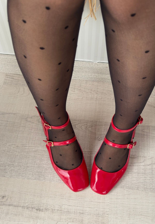Scarpax Karmi Kırmızı Rugan Topuklu Kemerli Ayakkabı