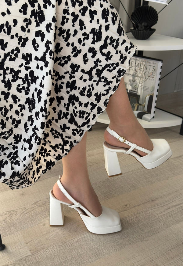 Scarpax Mety Beyaz Cilt Topuklu Ayakkabı