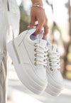 Scarpax Lulu Beyaz Cilt Bağcıklı Spor Ayakkabı