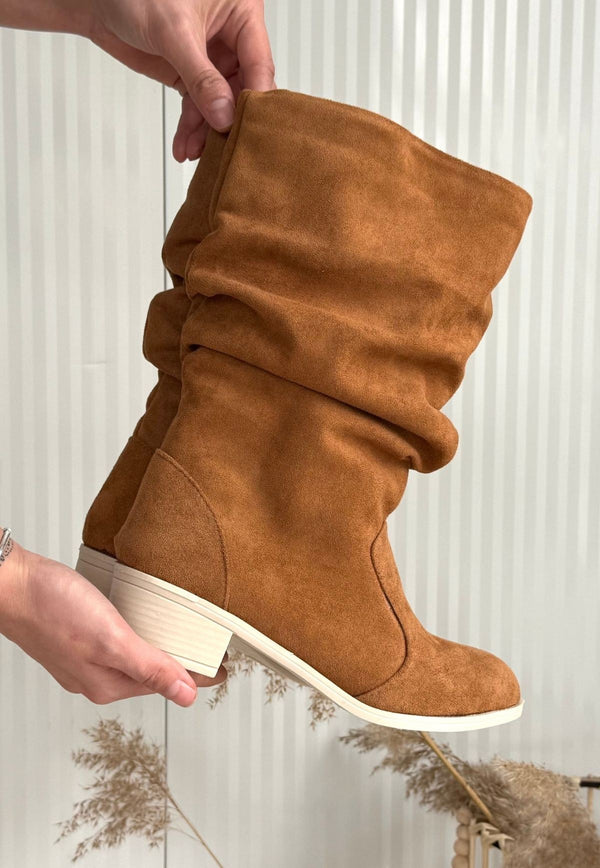 Scarpax Jolin Taba Süet Topuklu Çizme