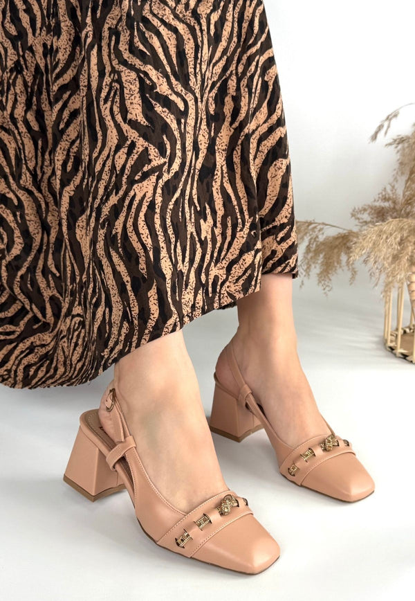 Scarpax Elliy Nude Cilt Topuklu Ayakkabı