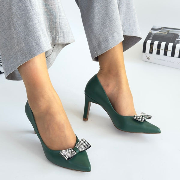 Scarpax Keana Yeşil Cilt Topuklu Ayakkabı