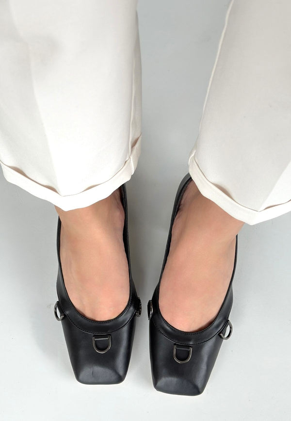 Scarpax Cande Siyah Cilt Topuklu Ayakkabı