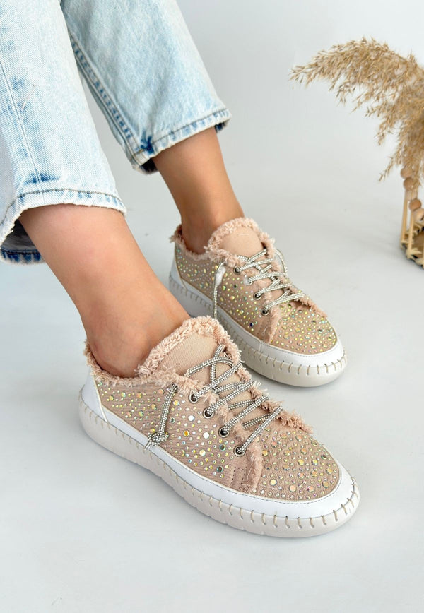 Scarpax Guji Bej Kot Bağcıklı Spor Ayakkabı