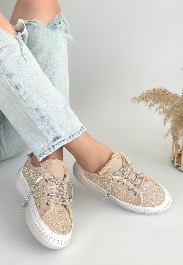 Scarpax Guji Bej Kot Bağcıklı Spor Ayakkabı