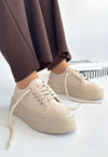 Scarpax Carin Bej Keten Bağcıklı Spor Ayakkabı