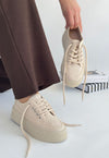 Scarpax Carin Bej Keten Bağcıklı Spor Ayakkabı