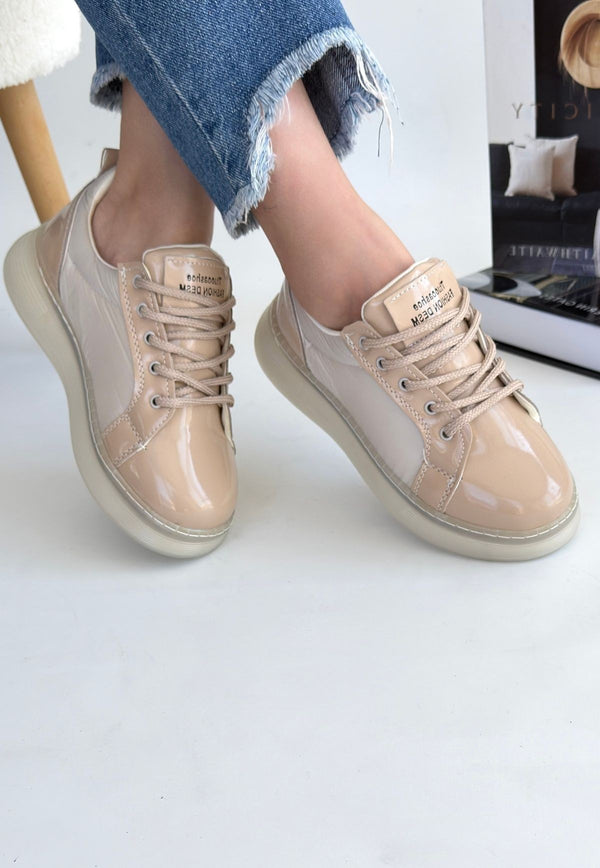 Scarpax Piona Bej Rugan Bağcıklı Spor Ayakkabı