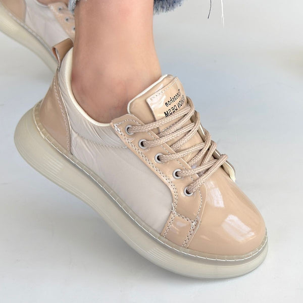 Scarpax Piona Bej Rugan Bağcıklı Spor Ayakkabı