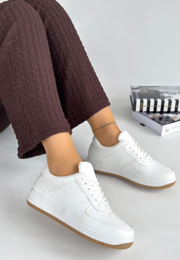 Scarpax Ceyyan Beyaz Cilt Bağcıklı Spor Ayakkabı