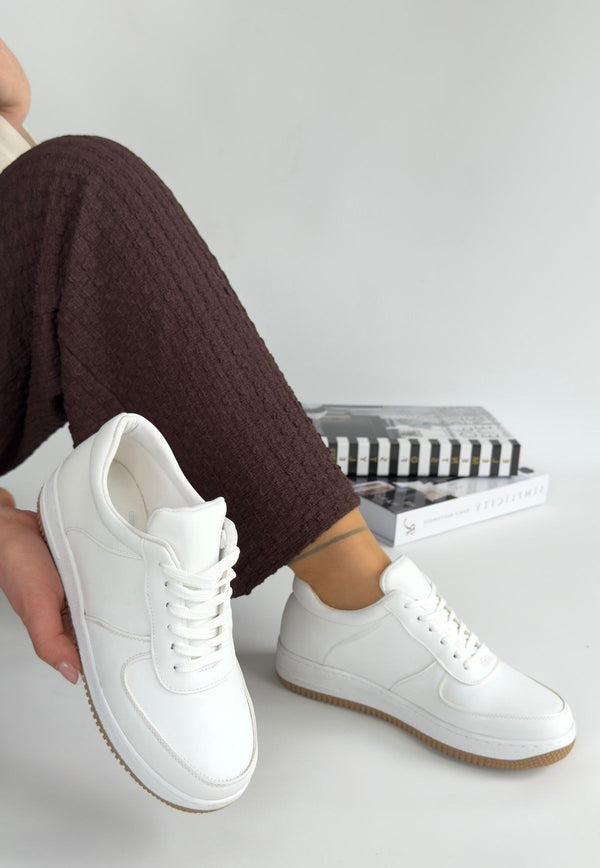 Scarpax Ceyyan Beyaz Cilt Bağcıklı Spor Ayakkabı