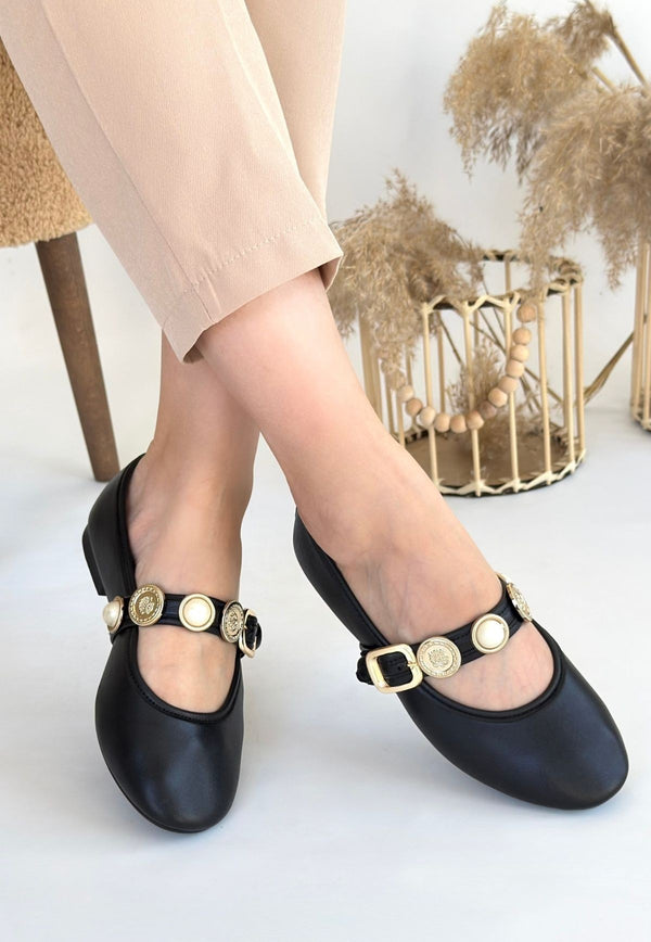 Scarpax Atnis Siyah Cilt Babet Ayakkabı