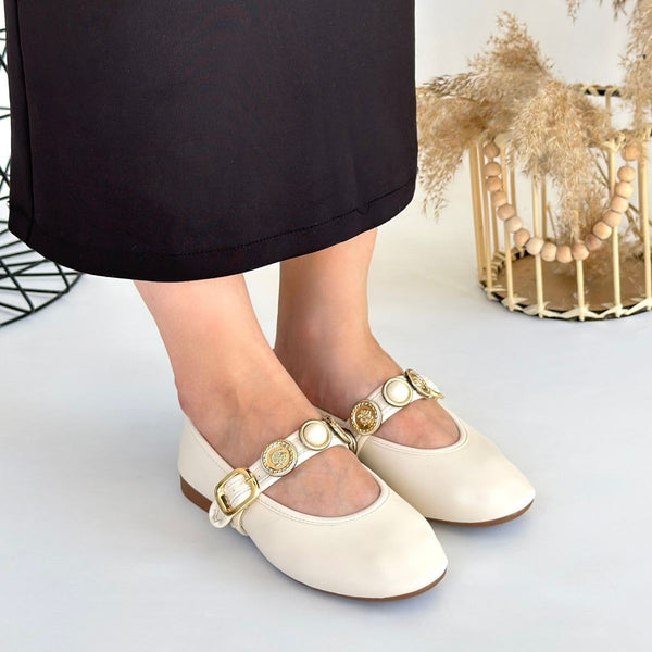 Scarpax Atnis Bej Cilt Babet Ayakkabı