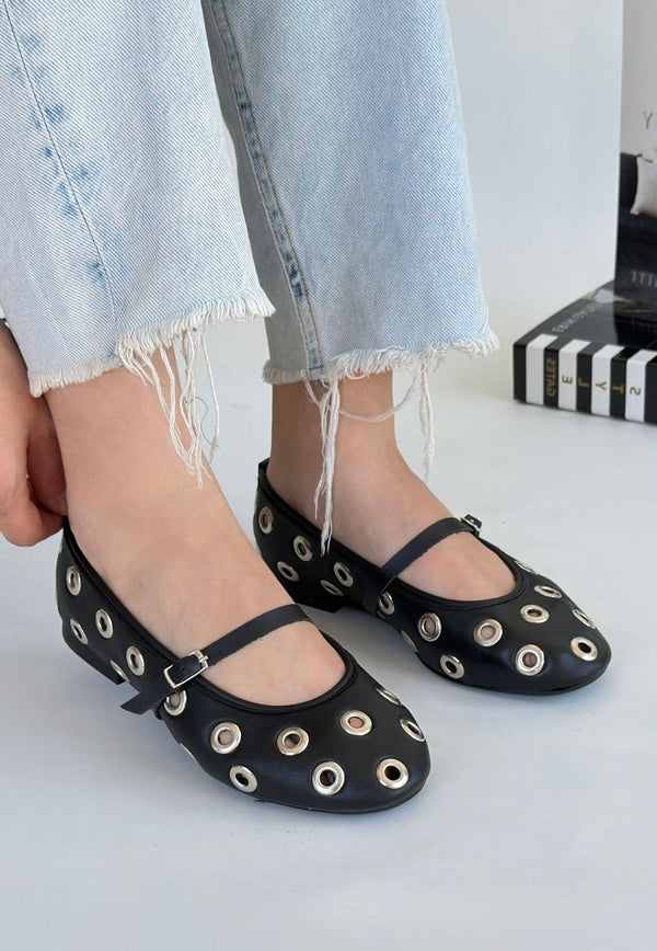 Scarpax Tinta Siyah Cilt Babet Ayakkabı