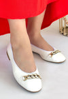 Scarpax Cleo Beyaz Cilt Babet Ayakkabı