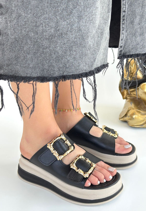 Scarpax Jalli Siyah Cilt Terlik