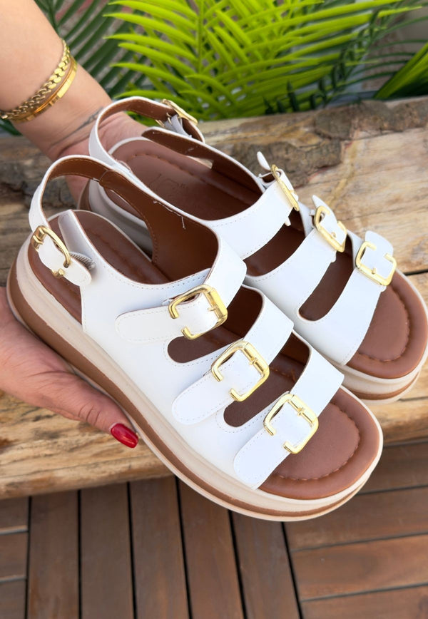 Scarpax Jatay Beyaz Cilt Sandalet
