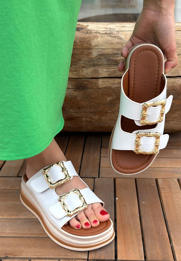 Scarpax Jalli Beyaz Cilt Terlik