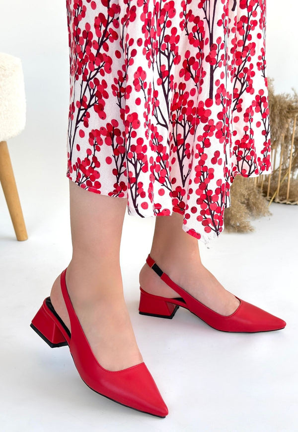 Scarpax Morji Kırmızı Cilt Topuklu Ayakkabı