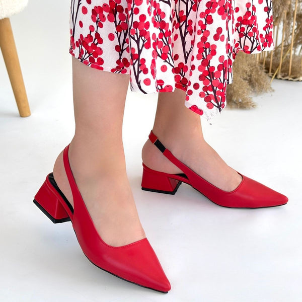 Scarpax Morji Kırmızı Cilt Topuklu Ayakkabı